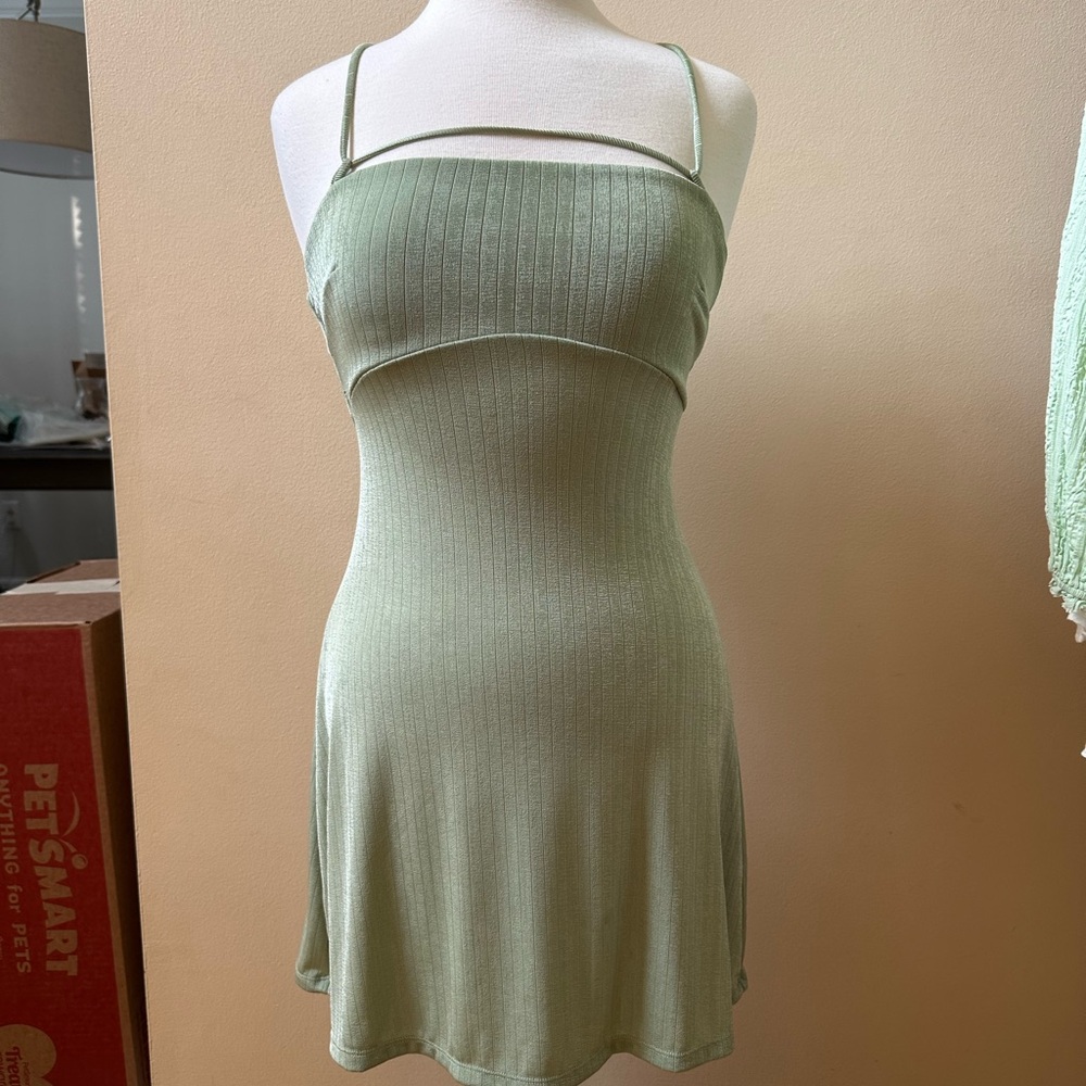 Free People Sage Green Textured Dress
